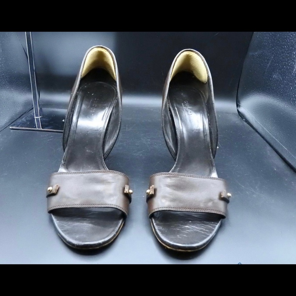 Gucci Brown Open Toe Heels